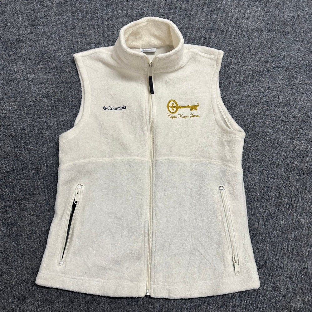 Columbia Vest Womens Size M Ivory Fleece Kappa Kappa Gamma Sorority Full Zip